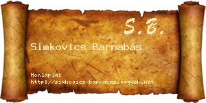 Simkovics Barnabás névjegykártya
