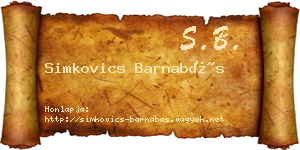 Simkovics Barnabás névjegykártya